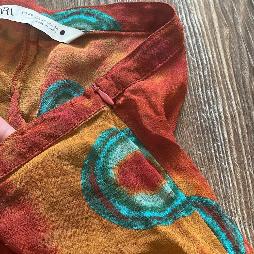 Zara Boho Vacation Groovy Hippie orange Sheer Flowy Swim cover Pants - Picture 4 of 4